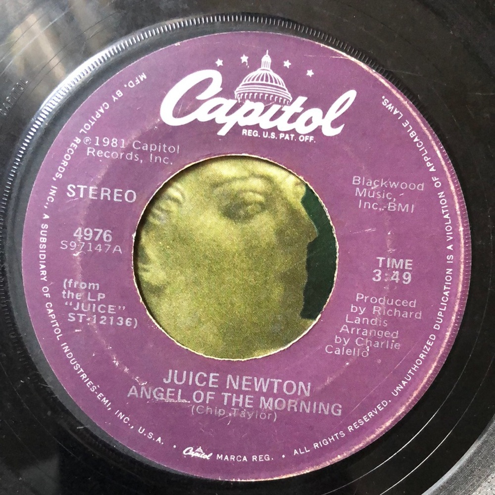 Juice Newton Angel Of The Morning Vinyl 45 Record '81